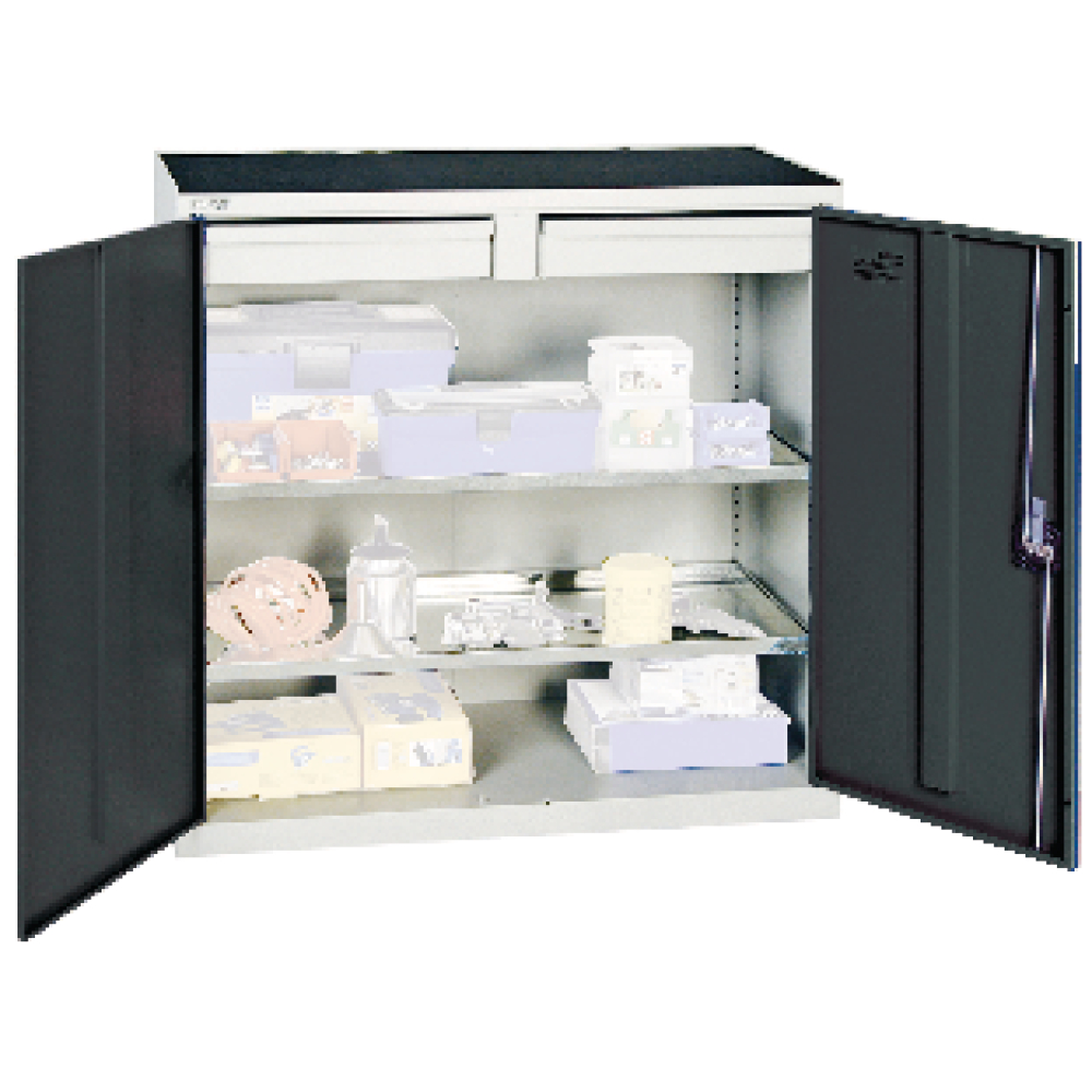Werkzeugschrank S2000 RAL 7035/7016 2 Schubladen 2 Wannenböden