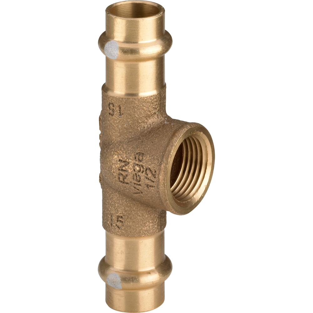 Viega T-Stück mit SC Profipress S 4517.2 in 18mm x Rp1/2 x 18mm Siliziumbronze
