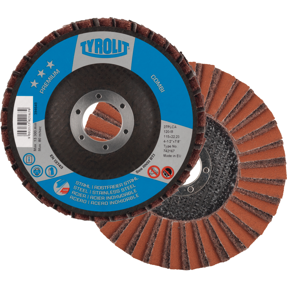 Tyrolit Fächerscheibe COMBI gekröpft 125x22,23 mm ZA120 PREMIUM Stahl/Inox