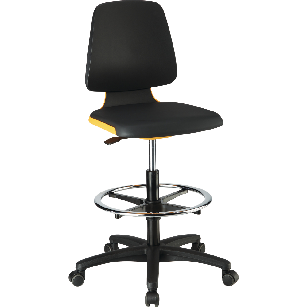 Stuhl Labsit 4 orange Kst.-Leder,m.Rollen