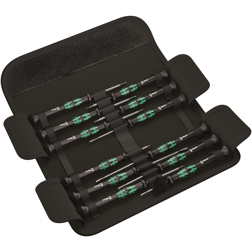 Wera Elektroniker-Schraubendrehersatz Micro-Set/12 SB1, 12-tlg. in Falttasche