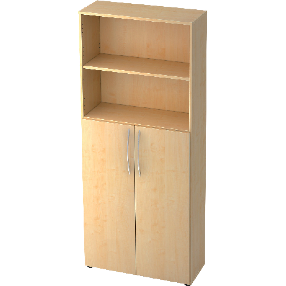 Regal 5OH, 3OH K: Nussbaum / F: Weiß 80x34,6x188 cm (BxTxH) Türen unten BM