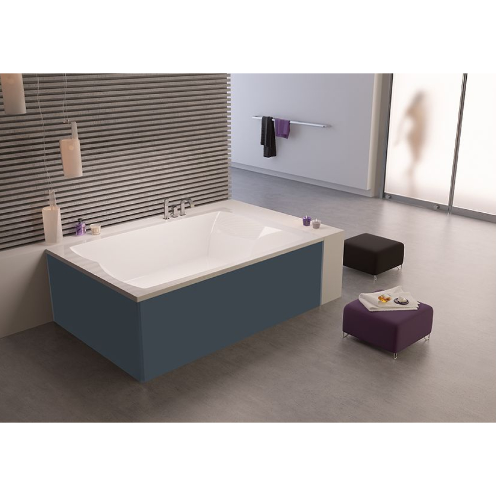 FORMAT Pro Glasverkleidung zu Duowanne 180 x 80 cm, schiefer, f Eck