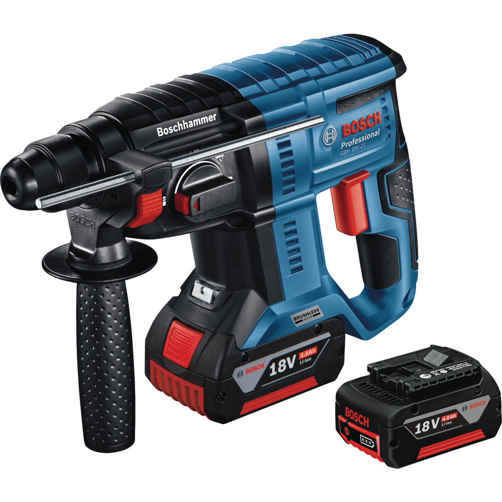 Bosch Akku-Bohrhammer 18V SDS plus GBH 18V-21 2,0J 2x4,0Ah + GAL 18V-40