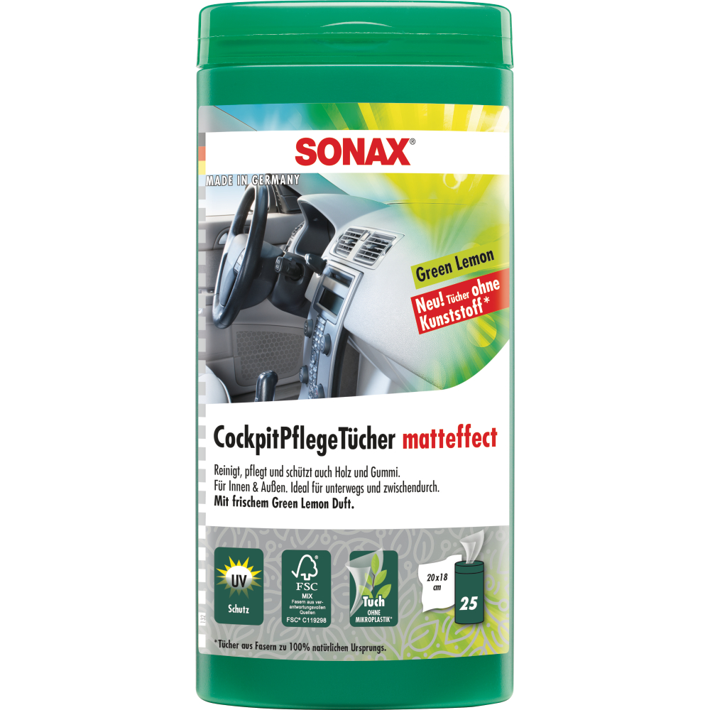 SONAX CockpitPflegetücher Green Lemon 25er Box