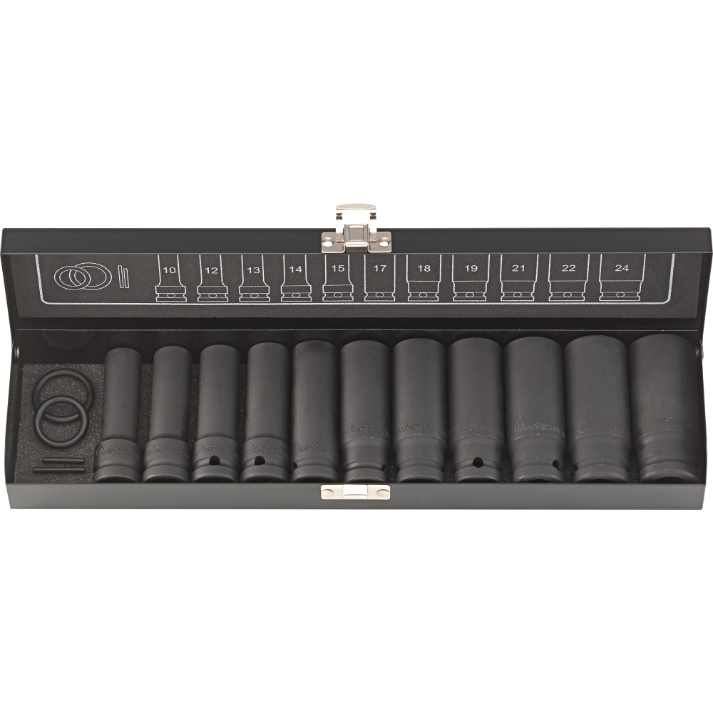 FORTIS Kraft- Steckschlüssel-Satz 1/2" 15-teilig lang
