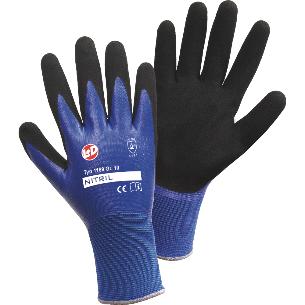 L+D Nitril-Feinstrickhandschuh AQUA blau wasserdicht EN388 Gr.10