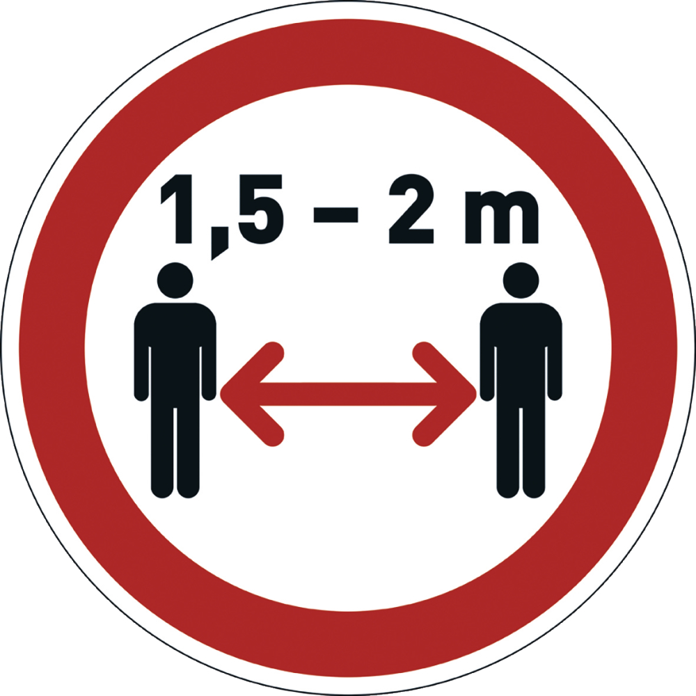 Gebotsaufkleber "Abstand halten" Ø430mm ablösbar