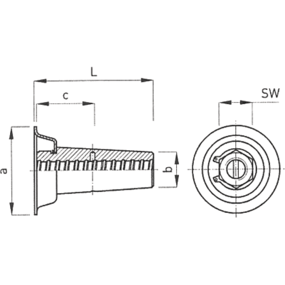 Stahlkonus Typ 30 D15,0 102mm verzinkt