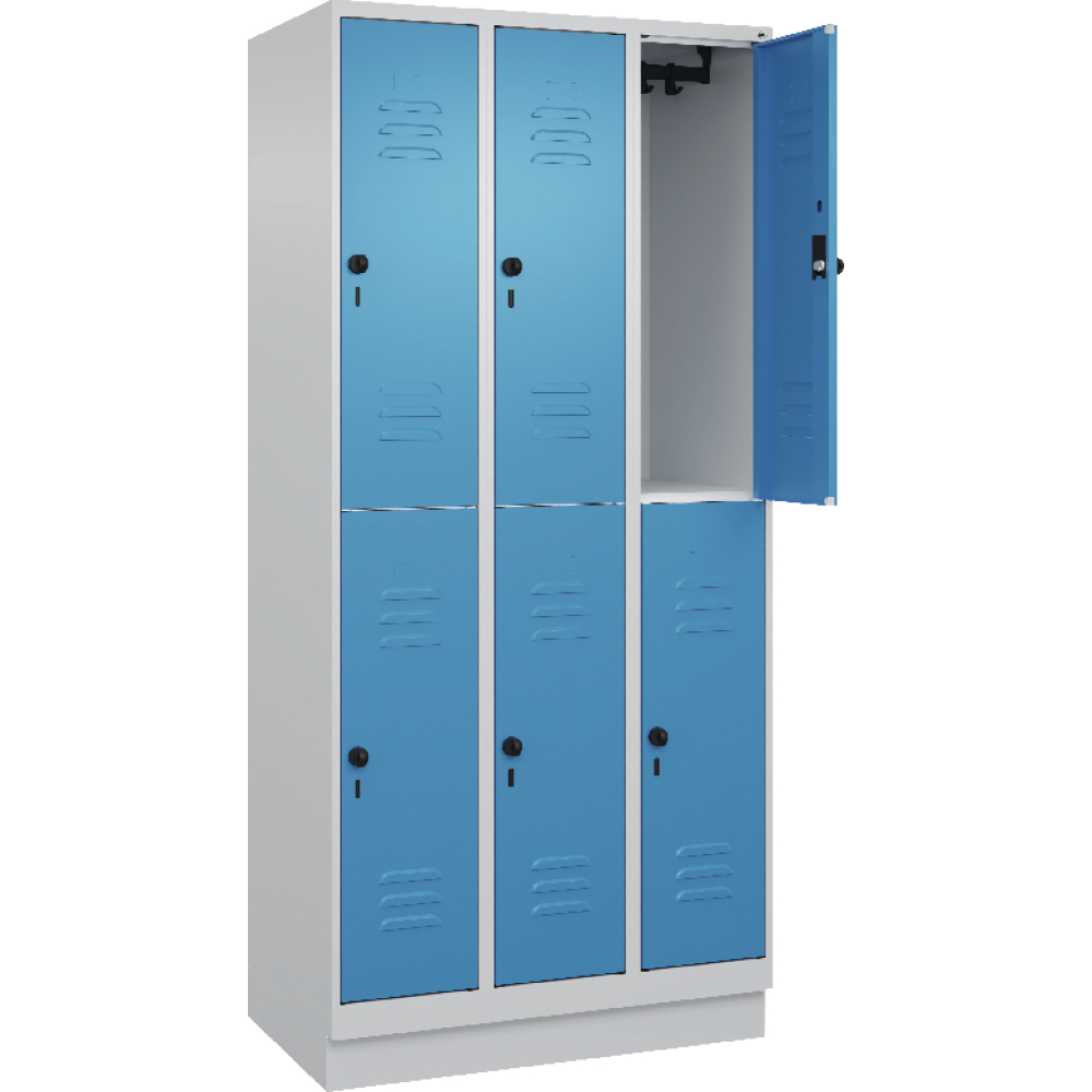 Doppelst. Schrank CLASSIC B900xT500xH1950 mm RAL 7035/5012,