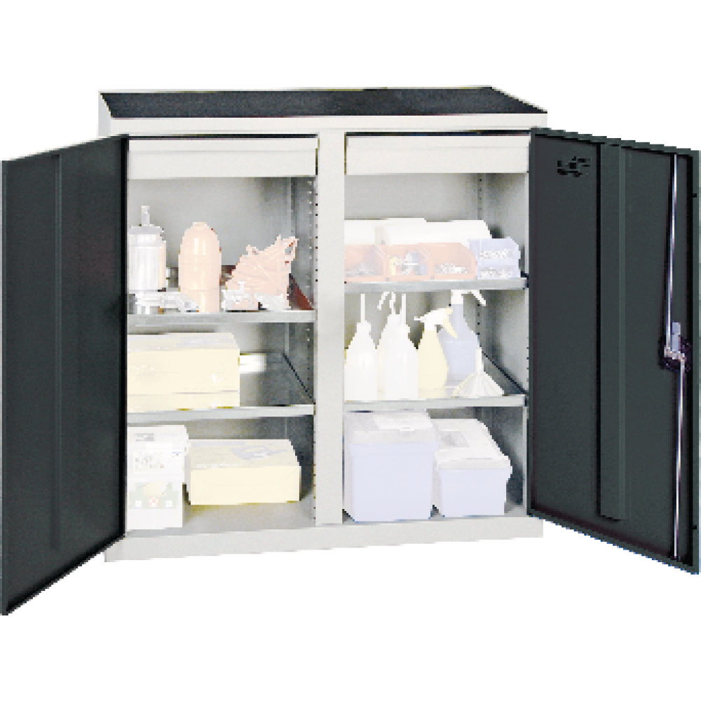 Werkzeugschrank S2000 RAL 7035/7016 2 Abt,. 2 Schubl 4 Fachböden