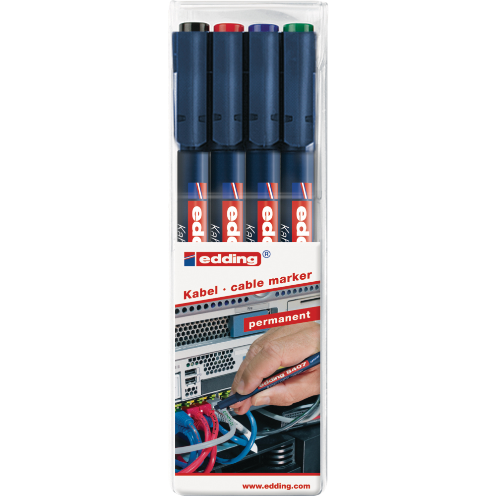 Kabelmarker-Set 8407 schwarz, rot, blau, grün edding