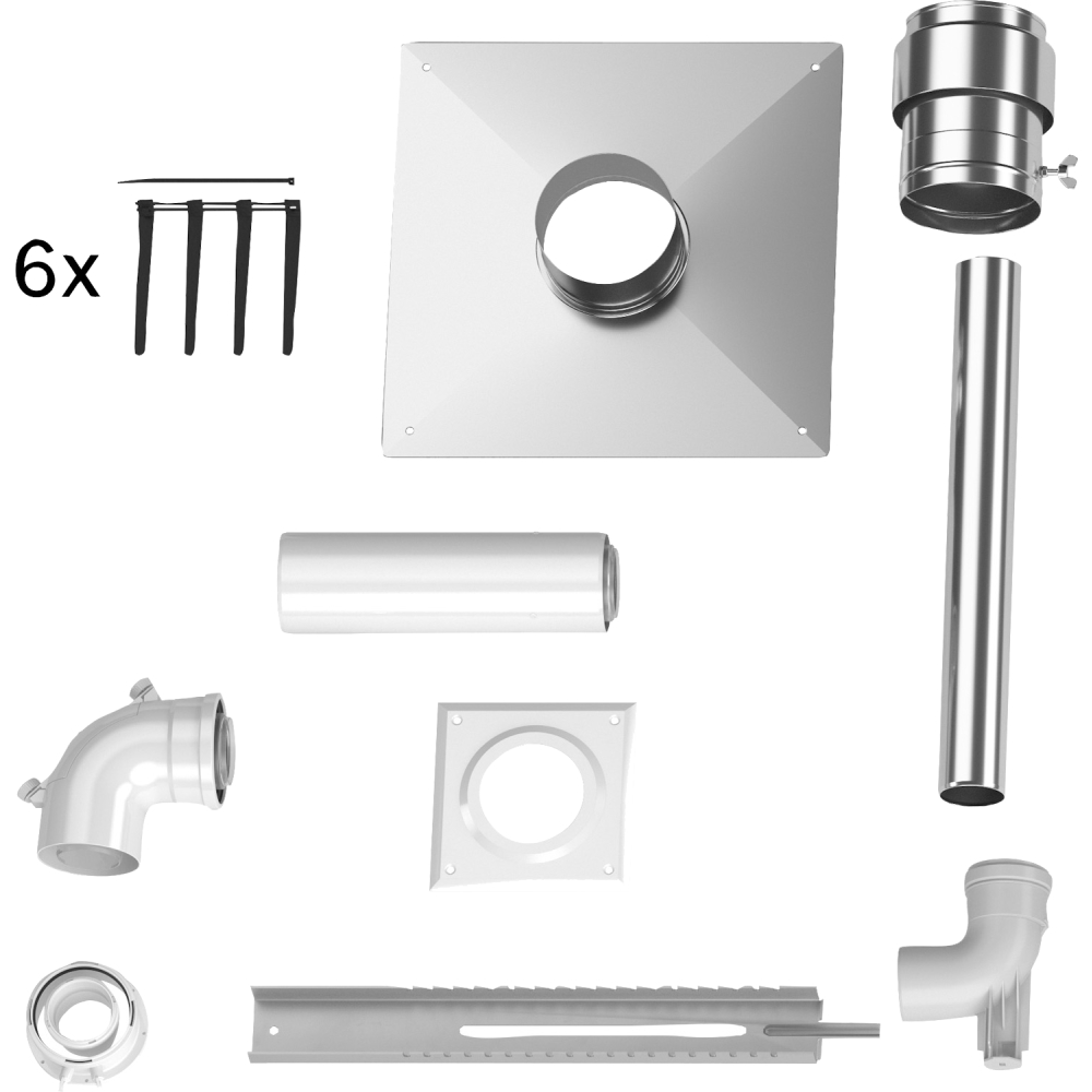 BOSCH Abgaszubehör FC-Set60-C93x Paket zum Schacht, d:60/100mm, Edelstahl