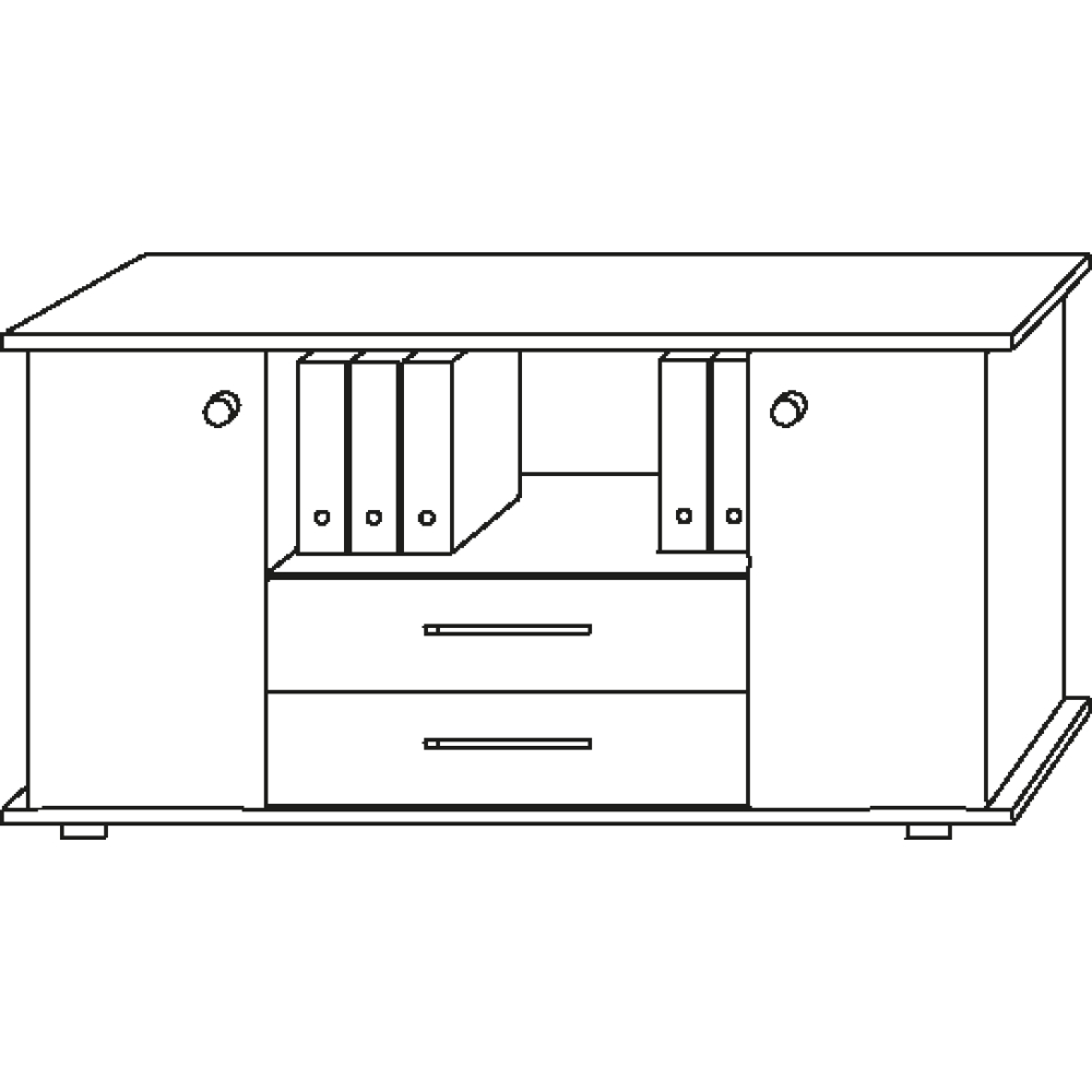 Sideboard Nussb./Si 2S 1661x448x840 mm