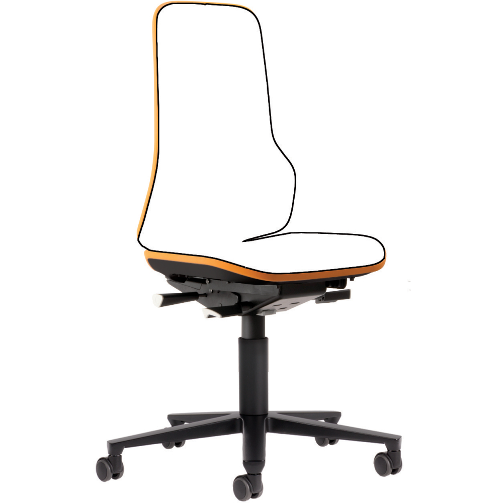 Basisstuhl ESD NEON 2 orange m. Rollen synchro