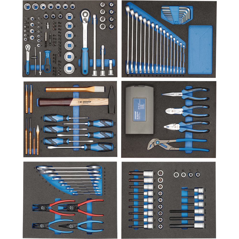 Werkzeugsortiment 190-tlg in Check-Tool-Modulen