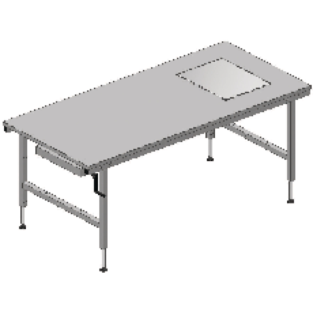 Packtisch 2000x920mm W m.Kurbel, hvst. 710-960mm