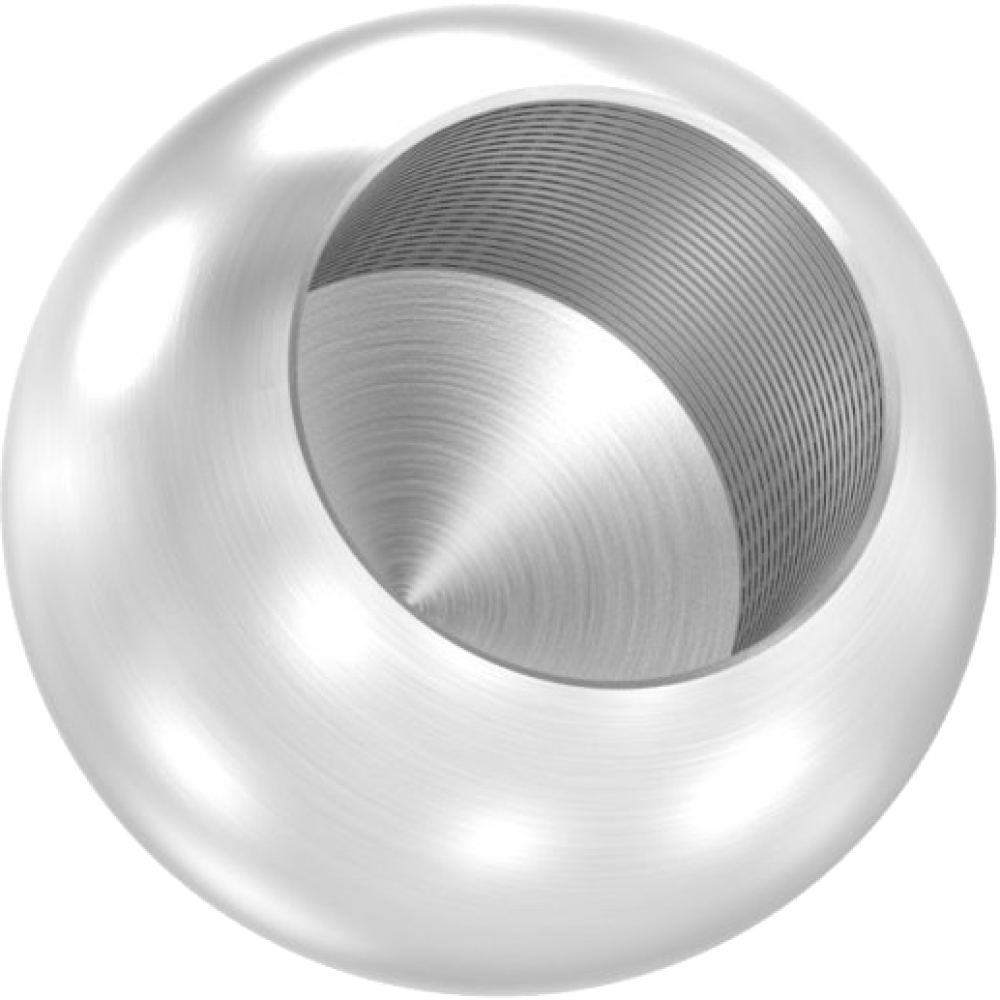 V2A-Vollkugel 20mm K240 mit Sackloch 12,2mm
