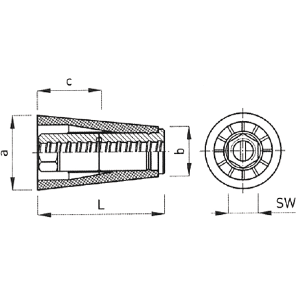 Stahl-Kunststoffkonus MKK D20,0 126mm verzinkt