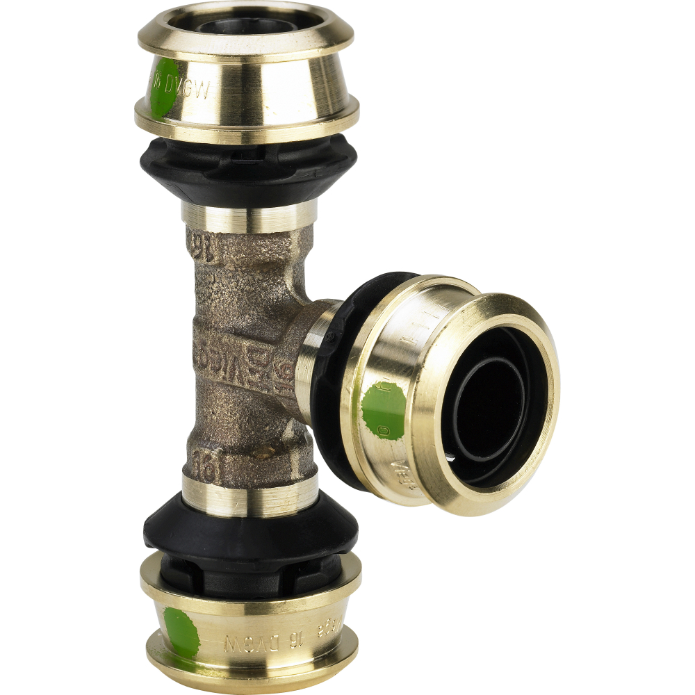 Viega T-Stück mit SC Raxofix 5318 in 25mmx25mmx20mm Siliziumbronze
