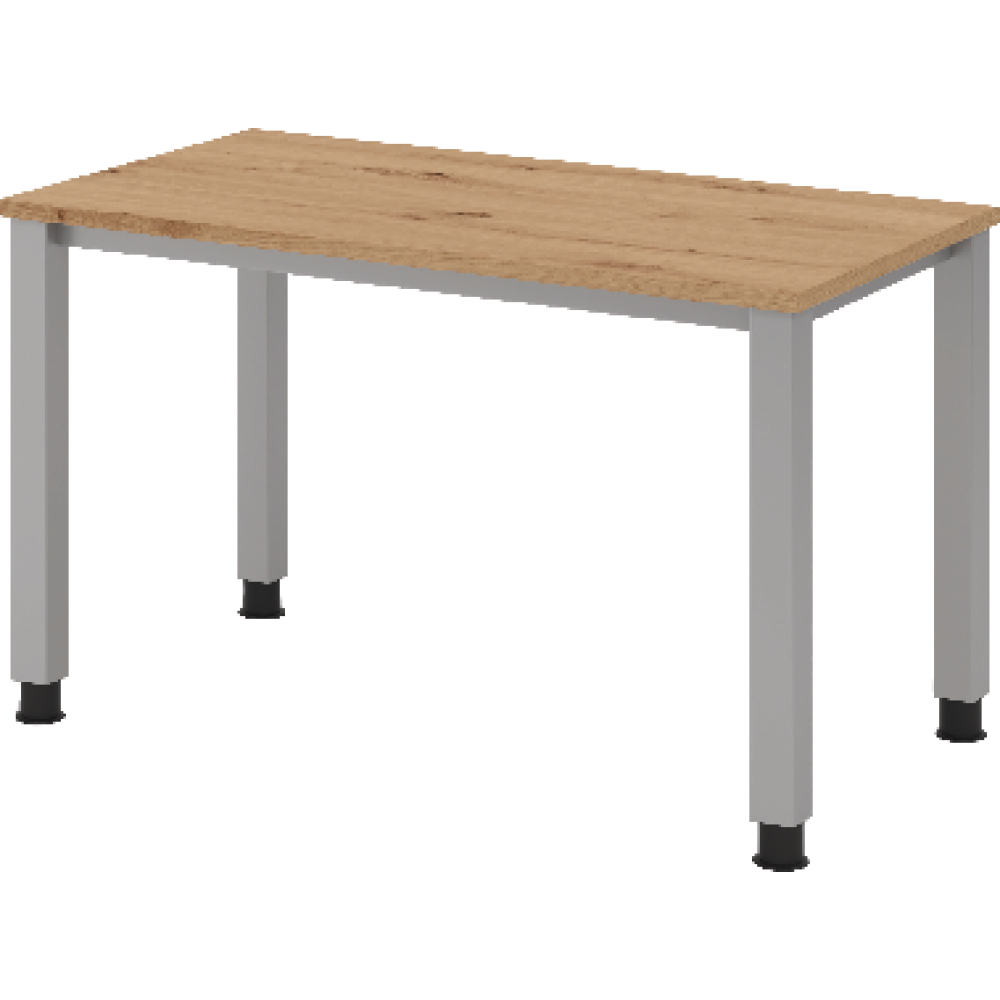 Schreibtisch 4 Fuß eckig B 120 x T 67 cm Weiß/silber man. Stufenlos verstellb.