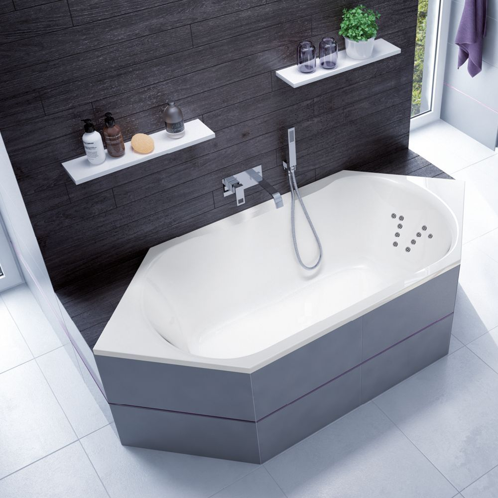 FORMAT Design 6-Eck-Poolwanne 190x90cm, Vital, Rückend. rechts, weiß