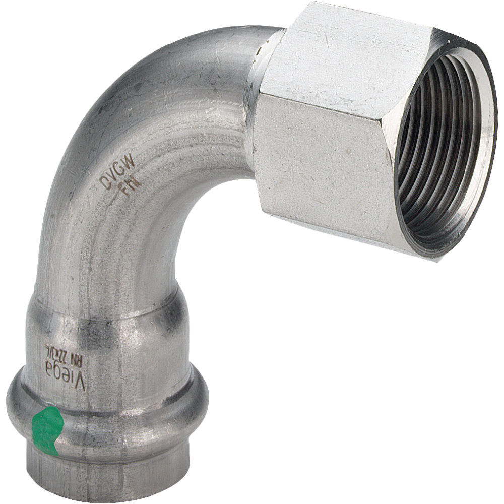 Sanpress Inox Übergangsbogen 90° IG