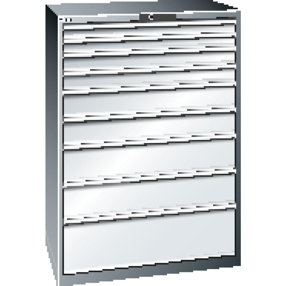 Schubladenschrank grau H1000, 9 Schubl.