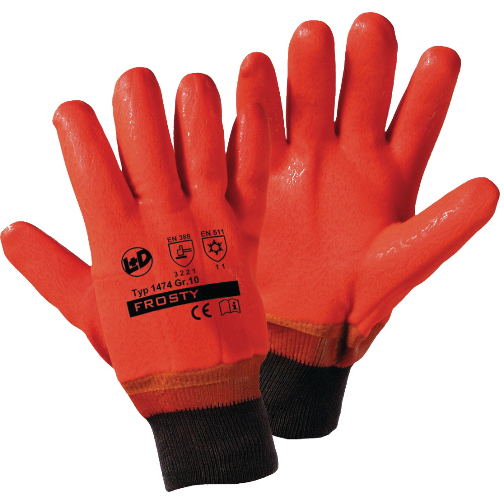 Winter-Grip-Strickhandschuh FROSTY leuchtorange/schwarz Gr.10