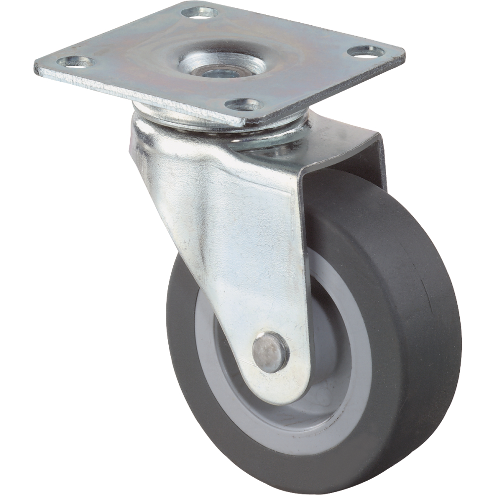 Lenkrolle 50mm 42x42mm Platte,GL,Gummirad F26.050