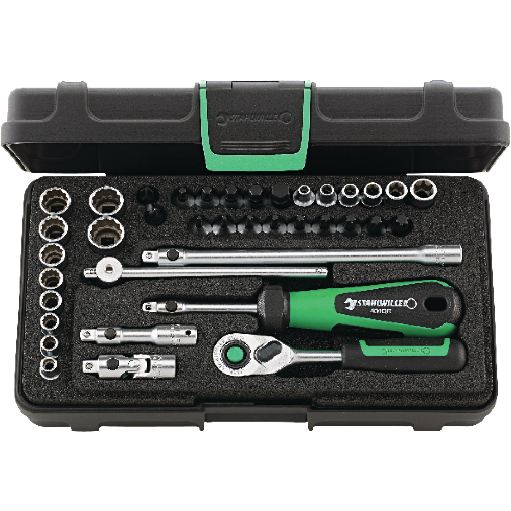 Steckschlüssel-Garnitur 1/4"40D/40TX/44KTX/32/6QR 38-teilig