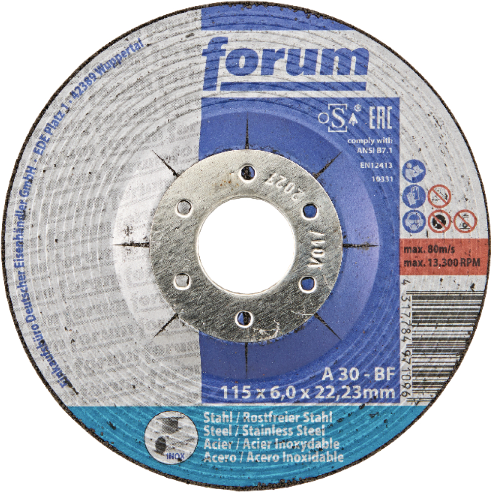 FORUM Schruppscheibe Stahl/INOX 180 x 8 mm, T42 gekröpft