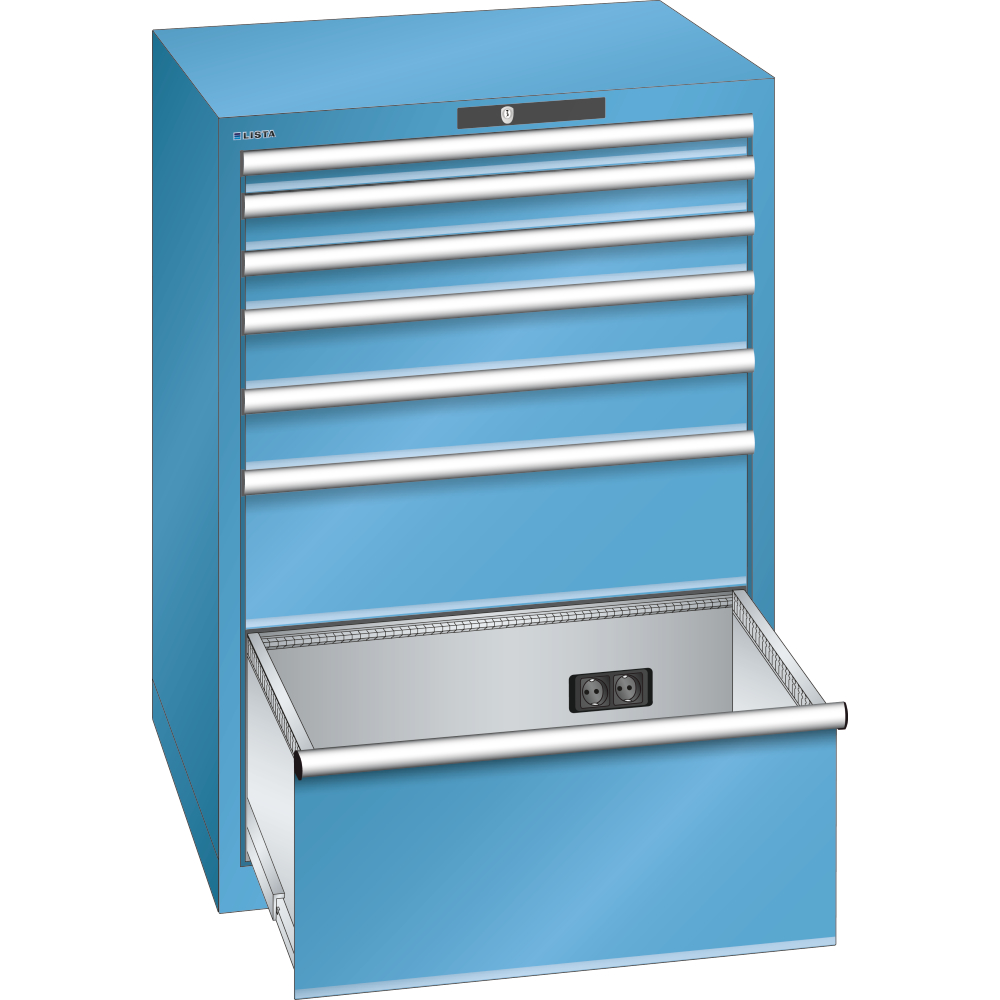 Schubladenschrank 36x36E 717x725x1000 7 Schub., 75kg Typ D4x230V KEYLock