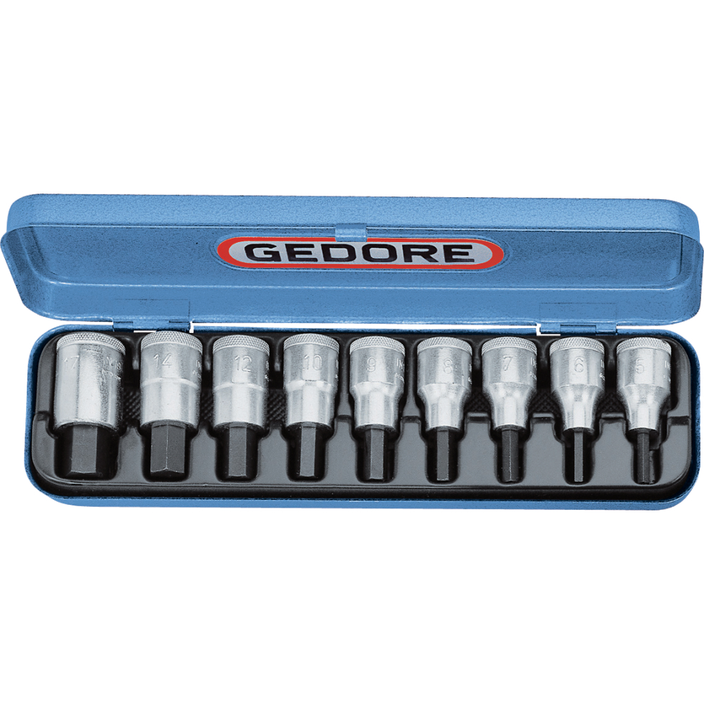 GEDORE Schraubendreher-Einsatz-Garnitur 1/2", Nr. IN 19 PM 6-kant 9-tlg.