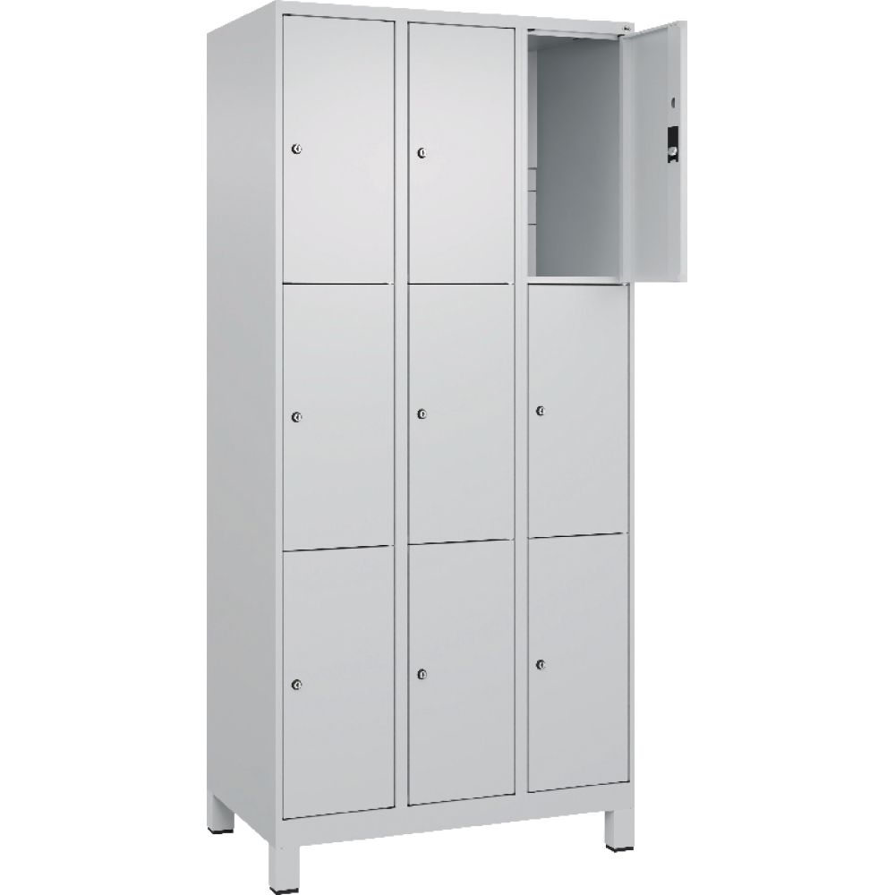 Fächerschrank mit Füßen B900xT500xH1950 Korpus RAL 7035 LichtgrauTüren RAL 7035