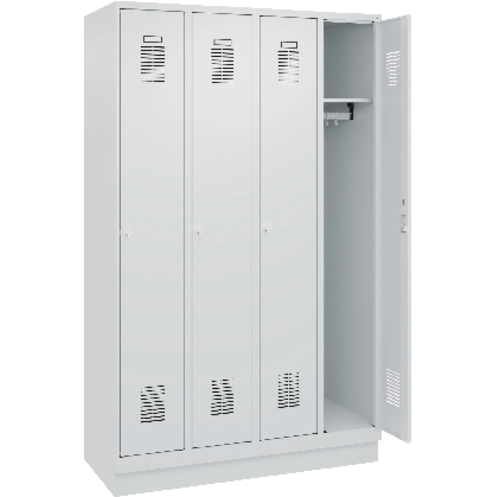 Garderobenschrank FORUM 4 Abteile RAL 7035/7035 Sockel 7035mit Sockel