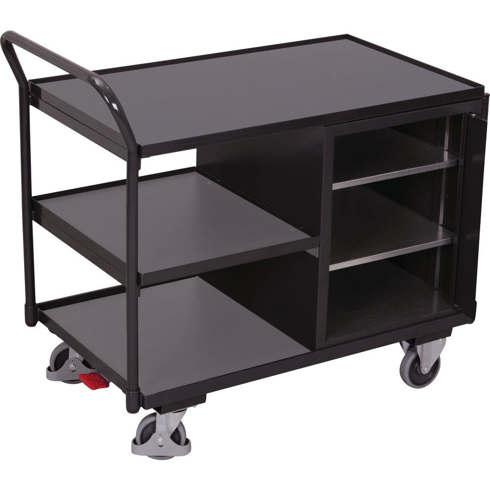 Tischwagen 250kg B1125xT625xH1010mm RAL 7035/7016 1 Schrank,3 Ladeflächen