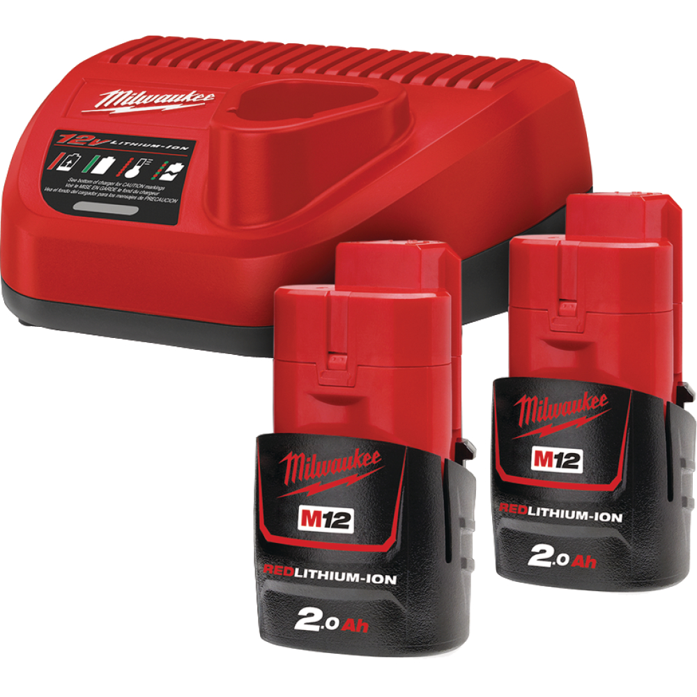 Milwaukee Starterset 12V M12 NRG-202 2x2,0Ah + Ladegerät