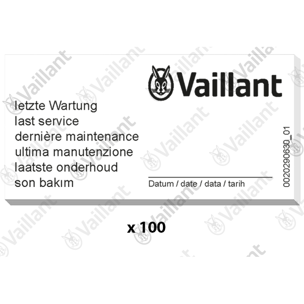 Vaillant Wartungsaufkleber, (x100) Vaillant-Nr. 0020270735