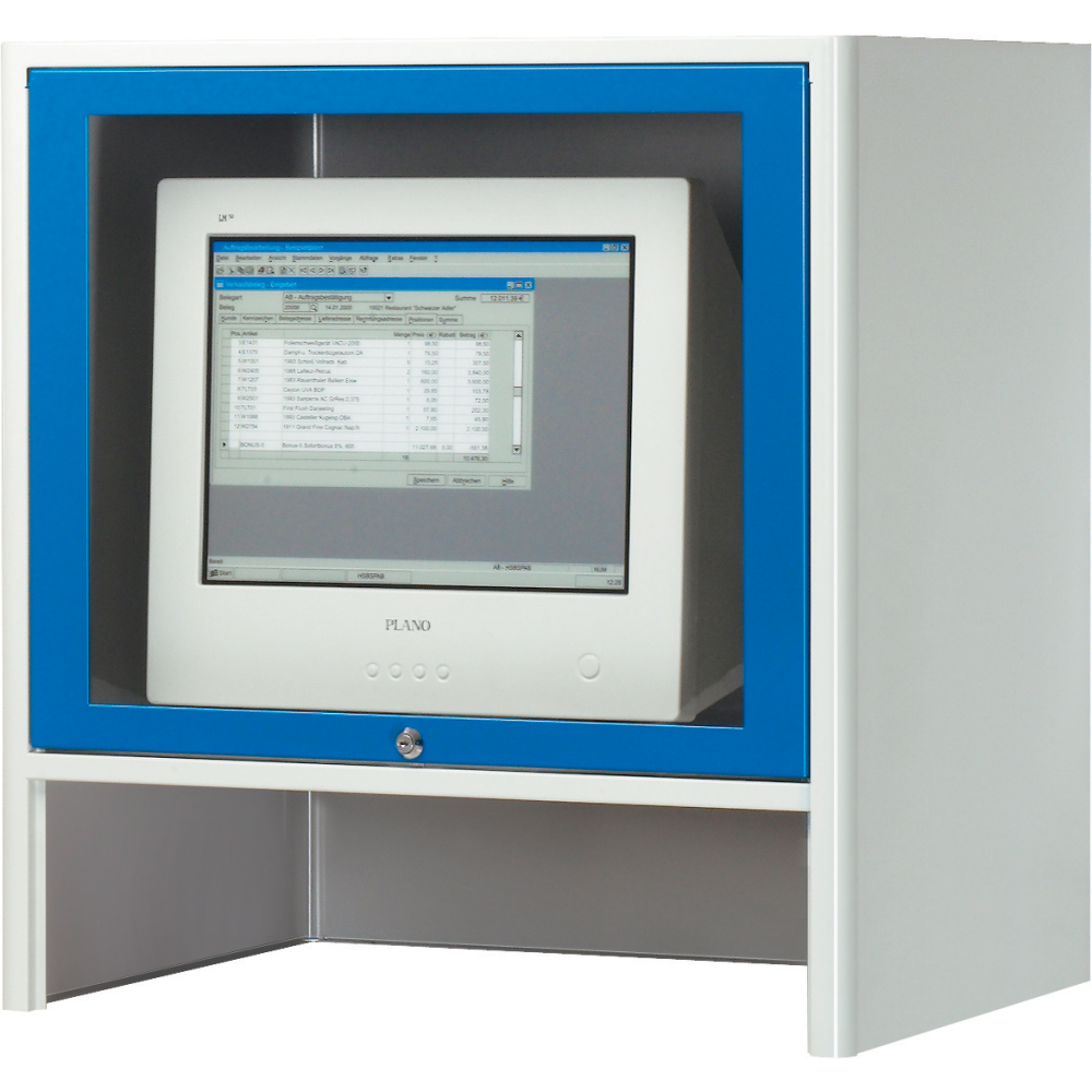 Monitorgehäuse abschließb. RAL7035/5010