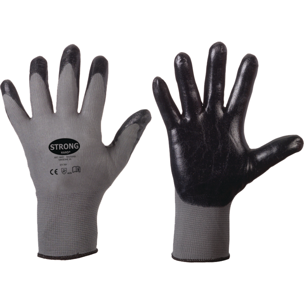 STRONGHAND® Nitril-Feinstrickhandschuhe DATONG grau-schwarz Gr.10