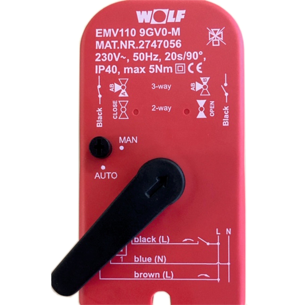 Wolf Steckmotor Auf/Zu EMV110 230VAC, für CGB-2-38/55 u. CHA-07-10