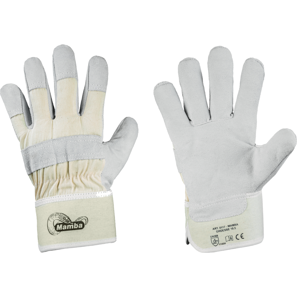 Stronghand® Rind-Spaltlederhandschuh MAMBA EN 388 natur Gr.10,5