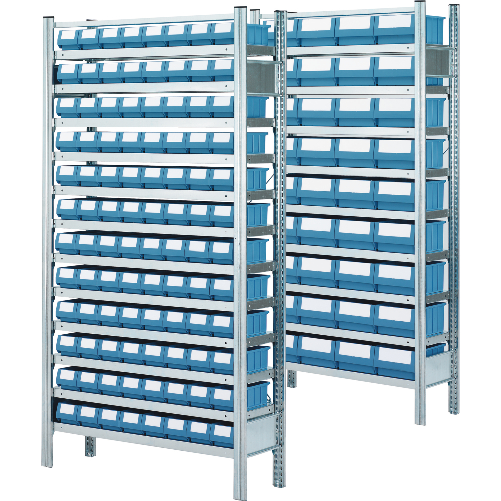 Anbauregal m. 36 Kästen 2000x1000x500