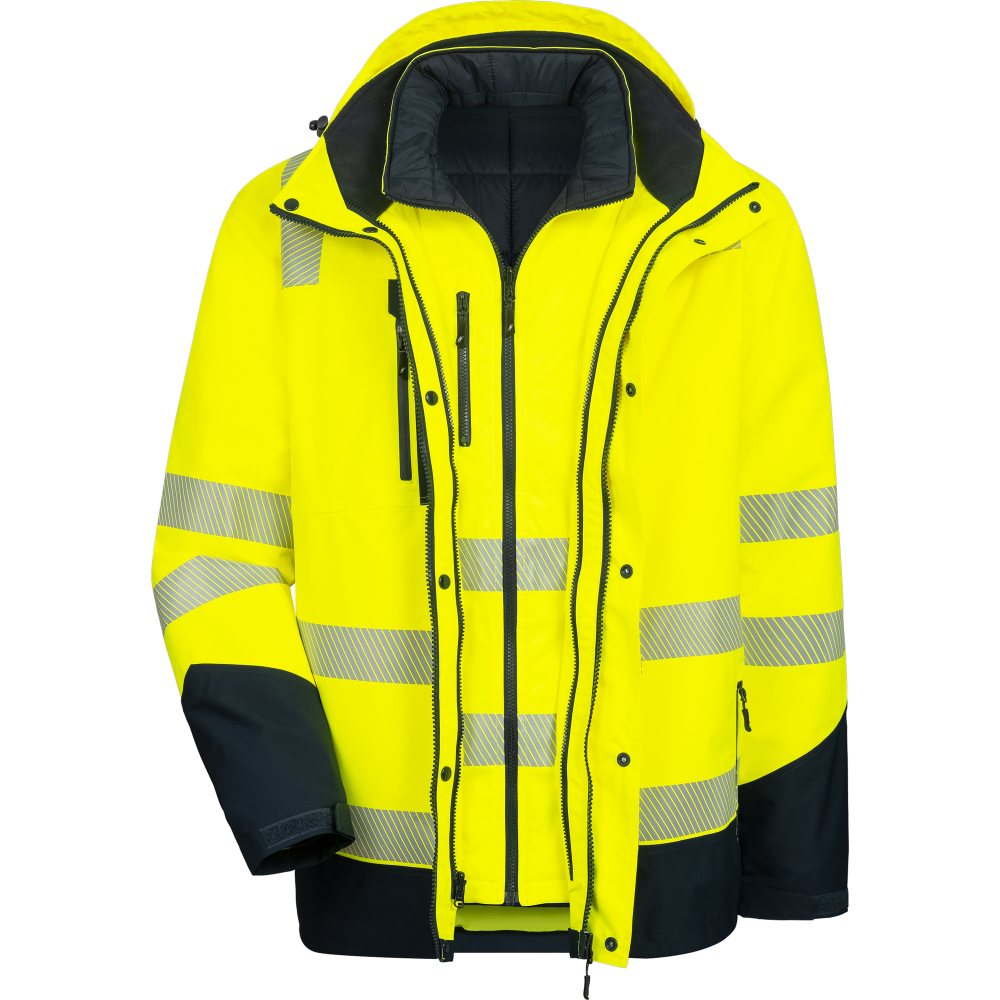 NITRAS MOTION TEX VIZ PLUS 5 in 1 Warn- Multifunktionsjacke neongelb/marineblau