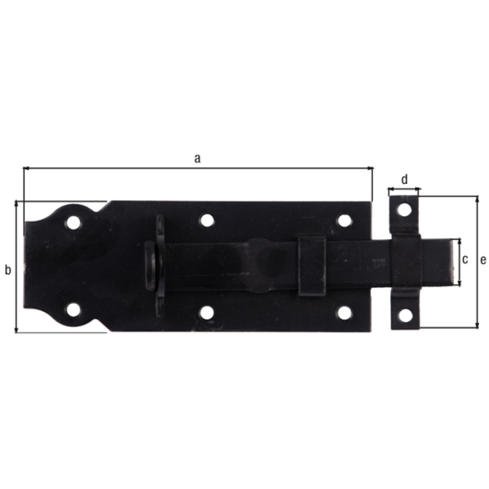 Schlossriegel gerade 120mm mit Schlaufe verzinkt schwarz