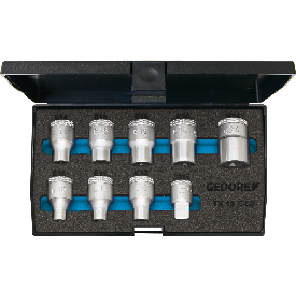 GEDORE Steckschlüssel-Garnitur 1/2", Nr. TX 19 E-09 9-teilig
