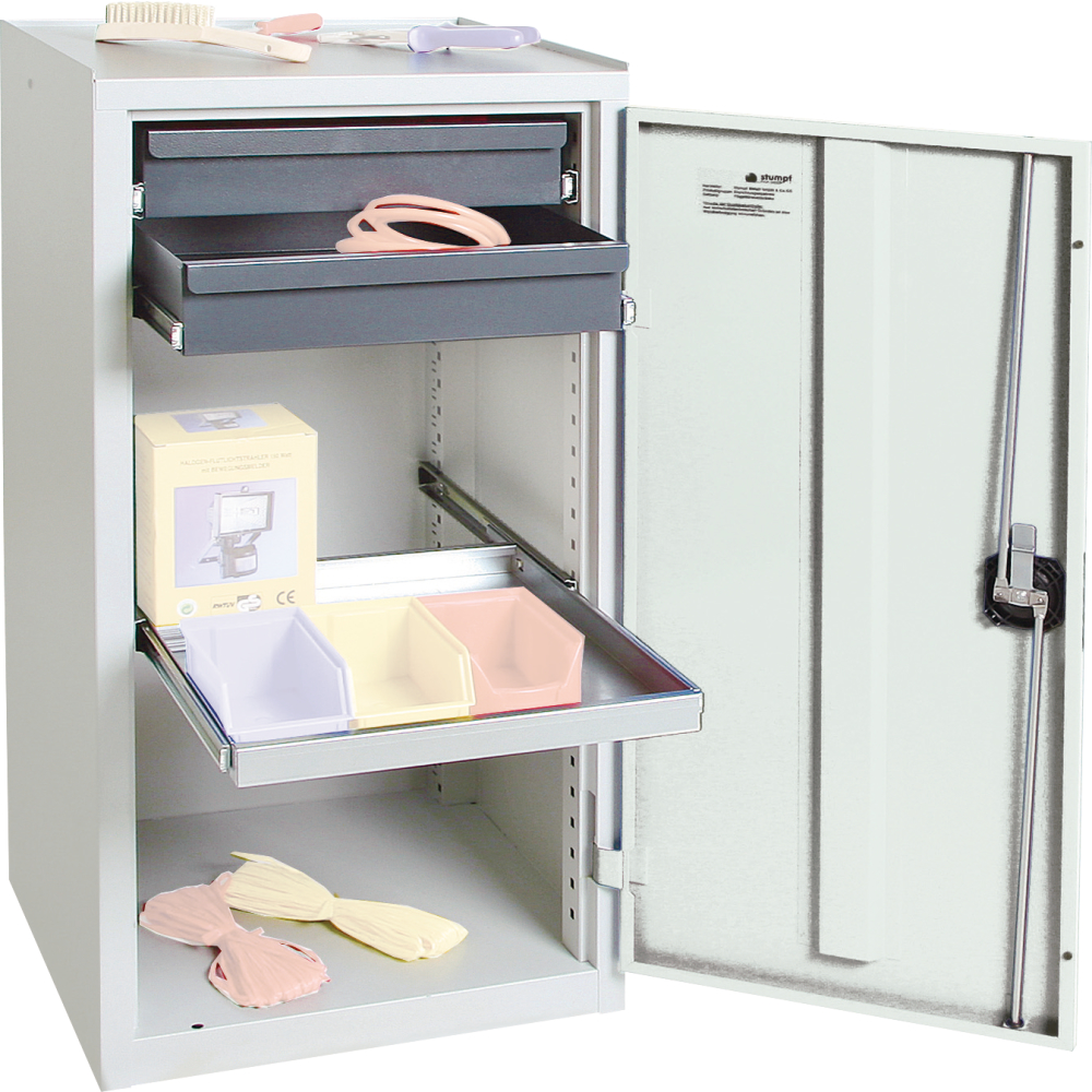 Werkzeugschrank S3000 RAL 7035/5010 2 ausz. Schubladen 1 Wannenboden