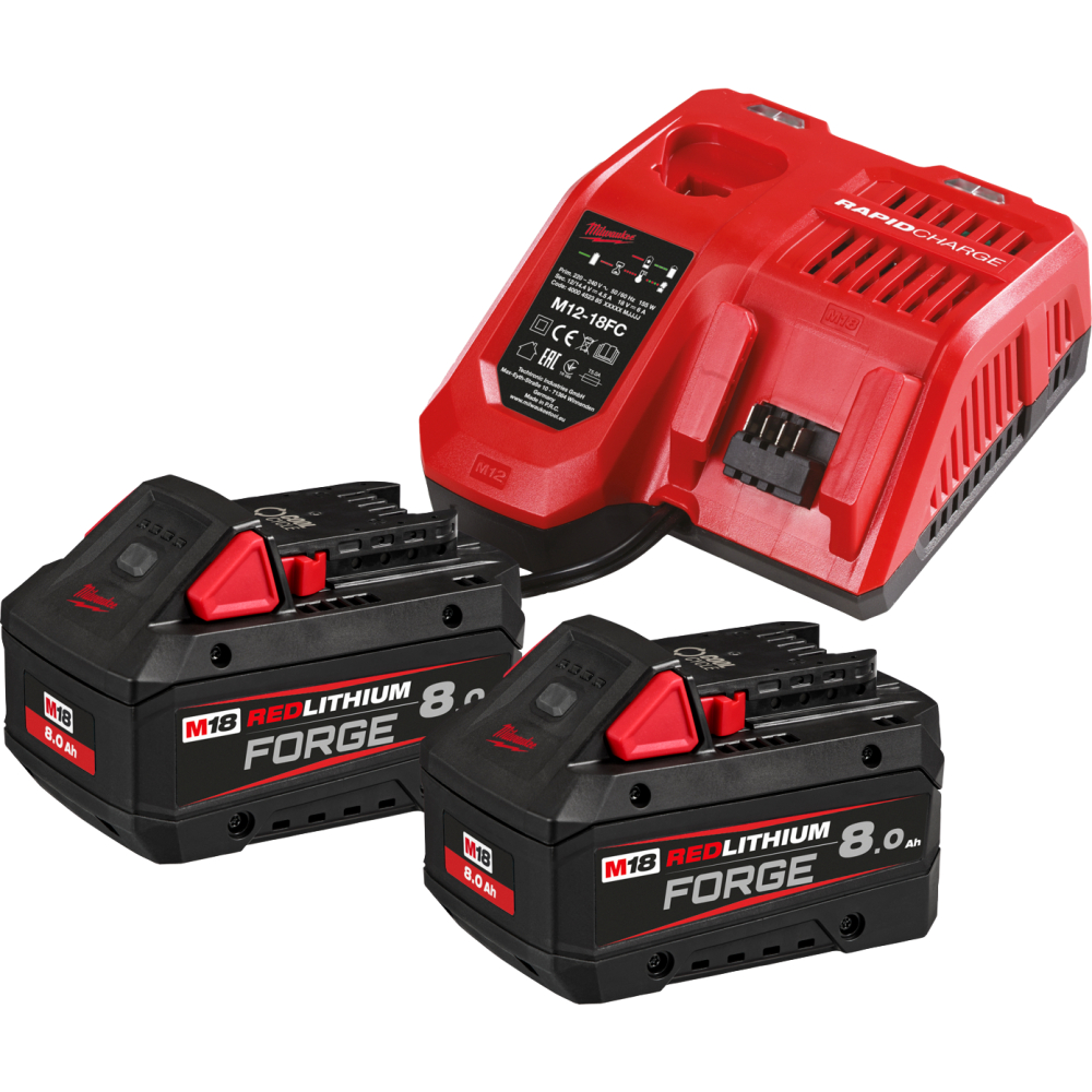 Milwaukee Akku-Starter-Set-18V M18 FORGE NRG-802 2x 8,0 A + M12-18 FC
