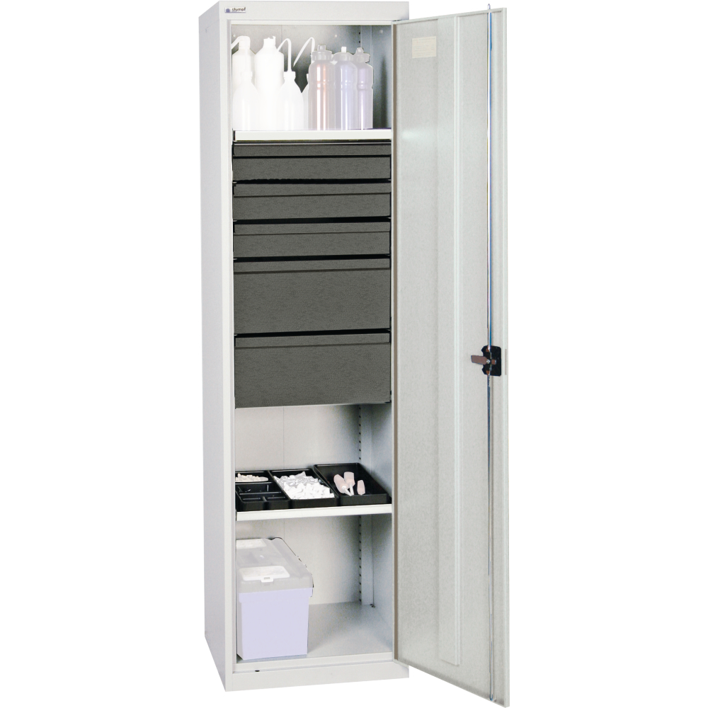 Werkzeugschrank S3000 RAL 7035/7016 2 Wannenböden 5 Schubladen